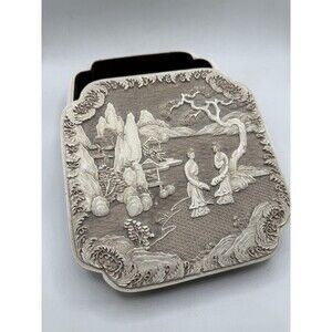 VTG Ivory Dynasty Reproduction Chinese Carved Resin Jewelry Keepsake Box